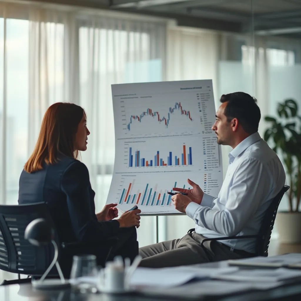 Consultor explicando estrategias a un cliente